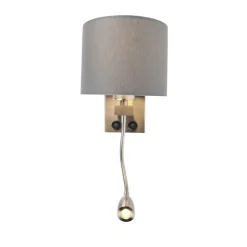 Moderne wandlamp staal met grijze kap - Brescia