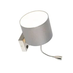 Moderne wandlamp staal met grijze kap - Brescia