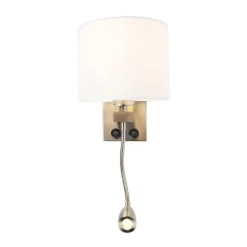 Moderne wandlamp staal met witte kap - Brescia