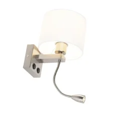 Moderne wandlamp staal met witte kap - Brescia