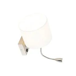 Moderne wandlamp staal met witte kap - Brescia