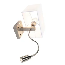 Moderne wandlamp staal met kap wit - Bergamo