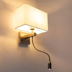 Moderne wandlamp staal met kap wit - Bergamo