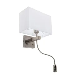 Moderne wandlamp staal met kap wit - Bergamo