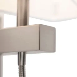 Moderne wandlamp staal met kap wit - Bergamo