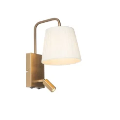 Moderne wandlamp wit en brons met leeslamp - Renier