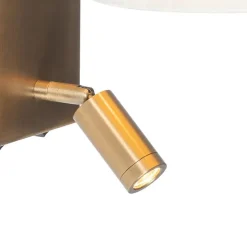 Moderne wandlamp wit en brons met leeslamp - Renier