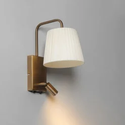 Moderne wandlamp wit en brons met leeslamp - Renier