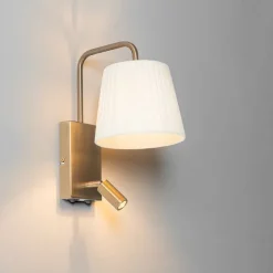 Moderne wandlamp wit en brons met leeslamp - Renier