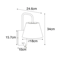 Moderne wandlamp wit en brons met leeslamp - Renier