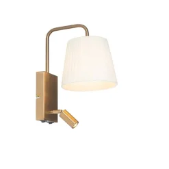 Moderne wandlamp wit en brons met leeslamp - Renier