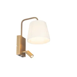 Moderne wandlamp wit en brons met leeslamp - Renier