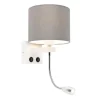 Moderne wandlamp wit met grijze kap - Brescia
