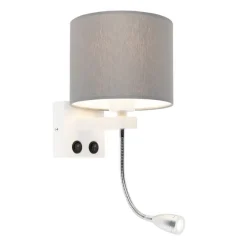Moderne wandlamp wit met grijze kap - Brescia
