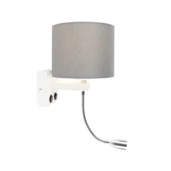 Moderne wandlamp wit met grijze kap - Brescia