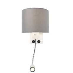 Moderne wandlamp wit met grijze kap - Brescia