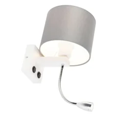 Moderne wandlamp wit met grijze kap - Brescia