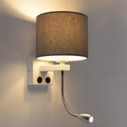 Moderne wandlamp wit met grijze kap - Brescia