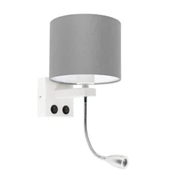 Moderne wandlamp wit met grijze kap - Brescia