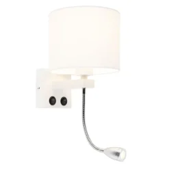 Moderne wandlamp wit met witte kap - Brescia