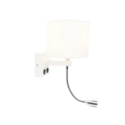 Moderne wandlamp wit met witte kap - Brescia