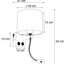 Moderne wandlamp wit met witte kap - Brescia