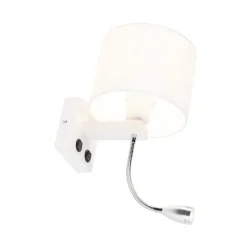 Moderne wandlamp wit met witte kap - Brescia