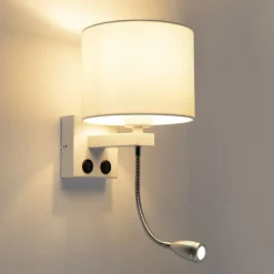 Moderne wandlamp wit met witte kap - Brescia
