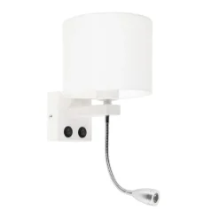 Moderne wandlamp wit met witte kap - Brescia