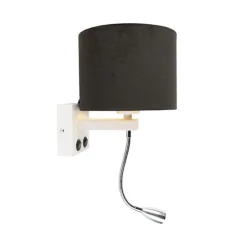 Moderne wandlamp wit met kap velours zwart - Brescia