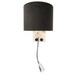 Moderne wandlamp wit met kap velours zwart - Brescia