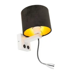 Moderne wandlamp wit met kap velours zwart - Brescia
