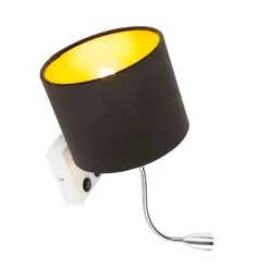 Moderne wandlamp wit met kap velours zwart - Brescia