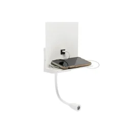Moderne wandlamp wit met USB en flexarm - Flero