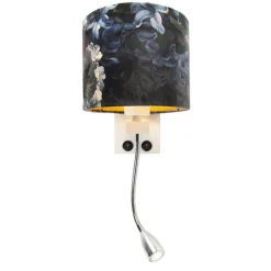 Moderne wandlamp wit met kap velours bloemen - Brescia