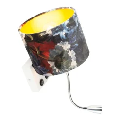 Moderne wandlamp wit met kap velours bloemen - Brescia