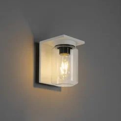 Moderne wandlamp wit met helde glas IP54 - Marshall