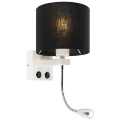 Moderne wandlamp wit met zwarte kap - Brescia