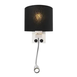 Moderne wandlamp wit met zwarte kap - Brescia