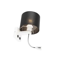 Moderne wandlamp wit met zwarte kap - Brescia