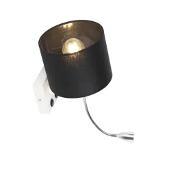 Moderne wandlamp wit met zwarte kap - Brescia