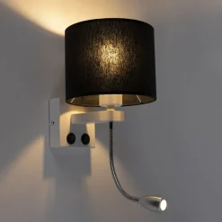 Moderne wandlamp wit met zwarte kap - Brescia