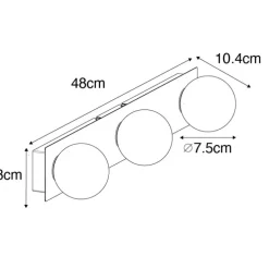 Moderne wandlamp zwart 48 cm IP44 3-lichts - Cederic