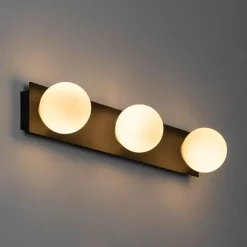 Moderne wandlamp zwart 48 cm IP44 3-lichts - Cederic