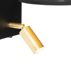 Moderne wandlamp zwart en goud met leeslamp - Renier