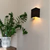 Moderne wandlamp zwart en goud met stoffen kap - Vete