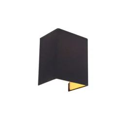 Moderne wandlamp zwart en goud met stoffen kap - Vete