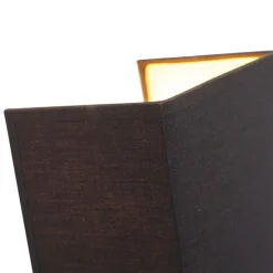 Moderne wandlamp zwart en goud met stoffen kap - Vete