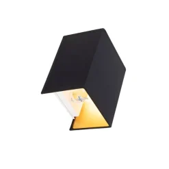 Moderne wandlamp zwart en goud met stoffen kap - Vete