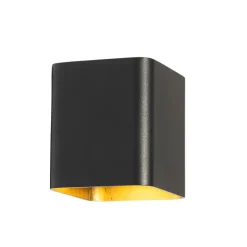 Moderne wandlamp zwart incl. LED IP54 vierkant - Evi